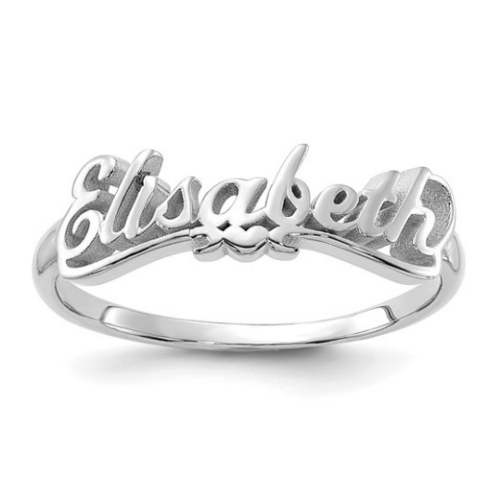 Casted High Polish Name Ring 925 Sterling Silver Personalization Name Ring Tiny